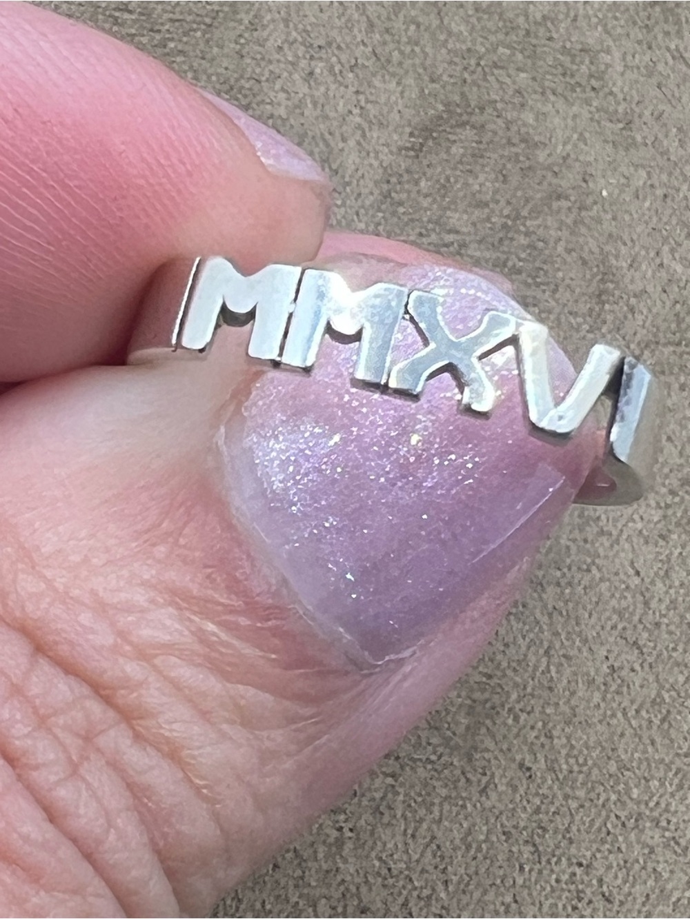 Sterling Silver MMXVI Roman Numeral (2015) Ring - Silver Tone